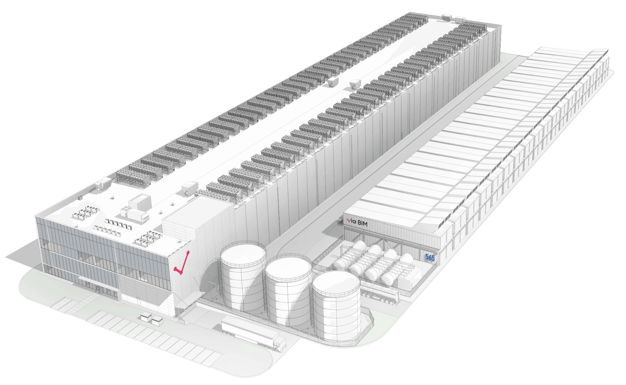 Hyperscale data center facility with advanced cooling systems